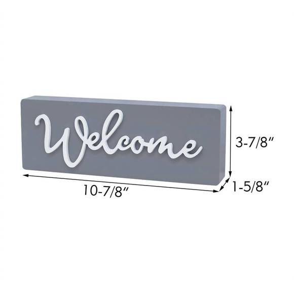 NEW PARIS LOFT small 3d welcome word wood block sign in grey - Picture 2 of 2